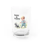 at_taroのSchnauzer leading a baby!! Water Glass :front