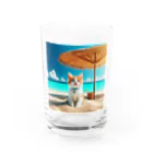 猫と紡ぐ物語の南国の海で一時のバカンスを楽しむ Water Glass :front