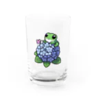 終わらない夢🌈のあじさいの花と🐸カエル君 Water Glass :front