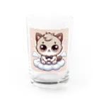 可愛い動物達の可愛い猫茶色 Water Glass :front