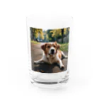 kokin0の足を広げて座る犬 Water Glass :front