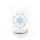 Metatron’s Cube Cosmosのメタトロンキューブ神聖幾何学と優しいパステルカラーの花のリース Water Glass :front