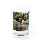 kokin0の水辺を走る犬 dog runnning on the water Water Glass :front