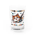 frogsystemの猫バンジー（アッ、飛んでしもた…） Water Glass :front