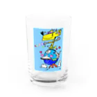 peace11newsの頑張る地球君の上・愛犬ベン・平和の星ビームを放つｖ(ｘｘ）＞ Water Glass :front