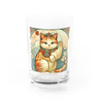 ゆまちゃんの開運雑貨屋さんのお客様を招く左手招き猫ミュシャ風 Water Glass :front