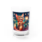 はなにゃんのおうちの花火で遊ぶかわいい猫ちゃん Water Glass :front