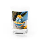 かるるんショップのかき氷シリーズ　ブルーハワイとマンゴー Water Glass :front