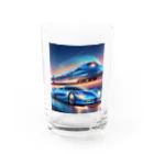 ro kuの青い車と新幹線 Water Glass :front