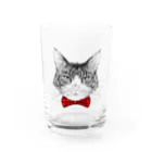 はねまる ショップのCharlie the Cat(赤リボン) Water Glass :front