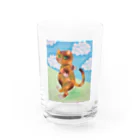 あなぐま(ひらいまき)の手をつなぎたいコケねこさん Water Glass :front