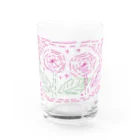 〈ヤマサキサチコ〉ショップの刺繍風な花 グラス前面
