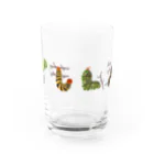 にこぴの生きもの屋さんのカラフルポップなイモムシ Water Glass :front