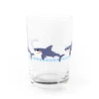 わおさきの青い三連サメ Water Glass :front