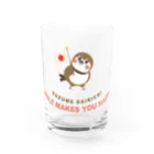 “すずめのおみせ” SUZURI店のHello! すずめだいきち Water Glass :front