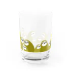 タバタ画房ののぞいているなまけものたち（カーキ） Water Glass :front