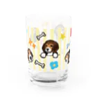 イラストカフェ（ビーグル）のビーグル★ストライプ（イエロー） Water Glass :front