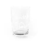 サメとメンダコ[namelessmm2]のサメとメンダコのラインロゴ(white) Water Glass :front