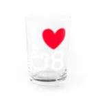 クマバチゴルフ倶楽部のアイ ラブ クマバチ　白色 Water Glass :front