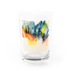 Akiyoのフィレンツェ画房 のオレンジ・黄・ブルーの炎 Water Glass :front