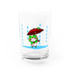 猫面飾屋　SUZURI店の雨だよ、タマ吉 Water Glass :front