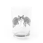 ネコミミズク　NekoMimizukuのネコミミズク－モノクロ Water Glass :front