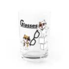 楽猫楽描しげ屋のメガネにゃんこ Water Glass :front