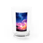 えっへんウサギのペンギンの夜空へ向かう月の船 Water Glass :front