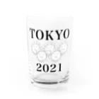 セブ山のグッズ売り場の地名と数字 Water Glass :front