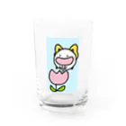 ダイナマイト87ねこ大商会のチューリップの中に酢昆布を入れるちょうちょねこです Water Glass :front