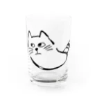 気ままに創作　よろず堂の飼い主よ、何か用か？　モノクロ黒 Water Glass :front