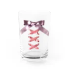 💜Salon de Lucia💜のPink × Lavender Lased-up Ribbon Water Glass :front