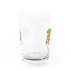 檸檬飴の雨の日のアカメアマガエルとクレステッドゲッコー(ピンストライプ) Water Glass :front