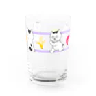 Chipafujiのハチワレねこ　ごぶりん　果汁100%ジュースをのみたい　パープル Water Glass :front