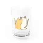 かわいいもののおみせ　いそぎんちゃくの仲良し猫の背中　茶白&ポインテッド Water Glass :front