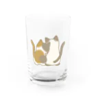 かわいいもののおみせ　いそぎんちゃくの仲良し猫の背中　三毛&ポインテッド Water Glass :front