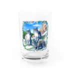 Atelir SOLEILのミコノス島の山登り猫 Water Glass :front