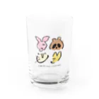 にぎやかな筆圧のこぶた・たぬき・きつね・ねこ Water Glass :front