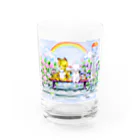 水彩イラストグッズのあじさいのバス停 Water Glass :front