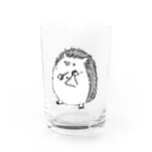 ハリネズミと楽器のハリネズミとトライアングル　モノクロ Water Glass :front