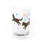 くろげちゃまじりの紫陽花と甲斐犬 Water Glass :front