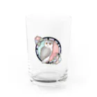 ぷぅ猫堂のコノハズクとアサガオのグラス Water Glass :front