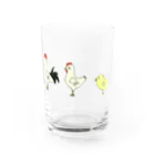 Bianco and NeROのにわとり家族 Water Glass :front