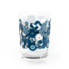 Japanese Fabric Flower coconの花群生紋様　縹×月白 Water Glass :front