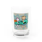 紫キャベツのネコの恋人たち Water Glass :front