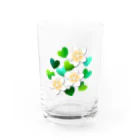 あきじあまみぃのプルメリアと緑のハート Water Glass :front