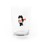 SUIMINグッズのお店の海老の握り寿司を機嫌よく運ぶねこ Water Glass :front