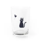もずくろショップの蝶と黒猫 Water Glass :front