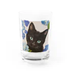 おちょぴの紫陽花とくろねこ Water Glass :front