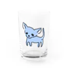 akane_art（茜音工房）のゆるチワワ（ブルー） Water Glass :front